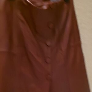 Brown Button-Up Leather Skirt